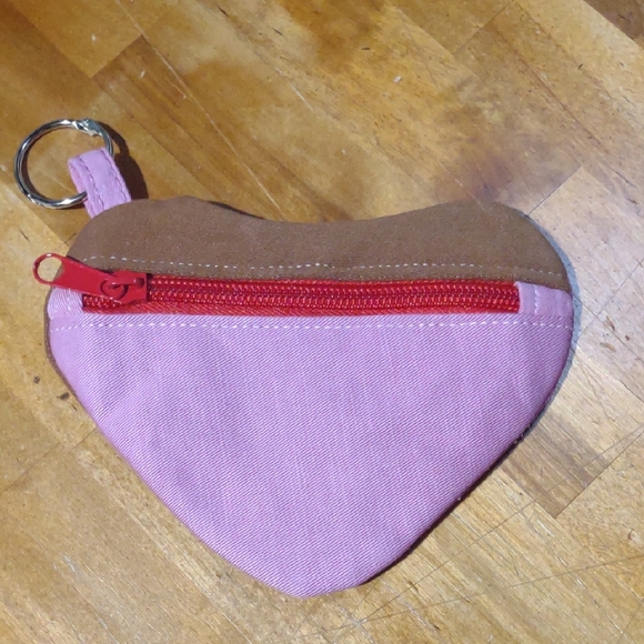 Handmade Upcycled Heart-shapes Denim purse 4 - Picture 2 of 4